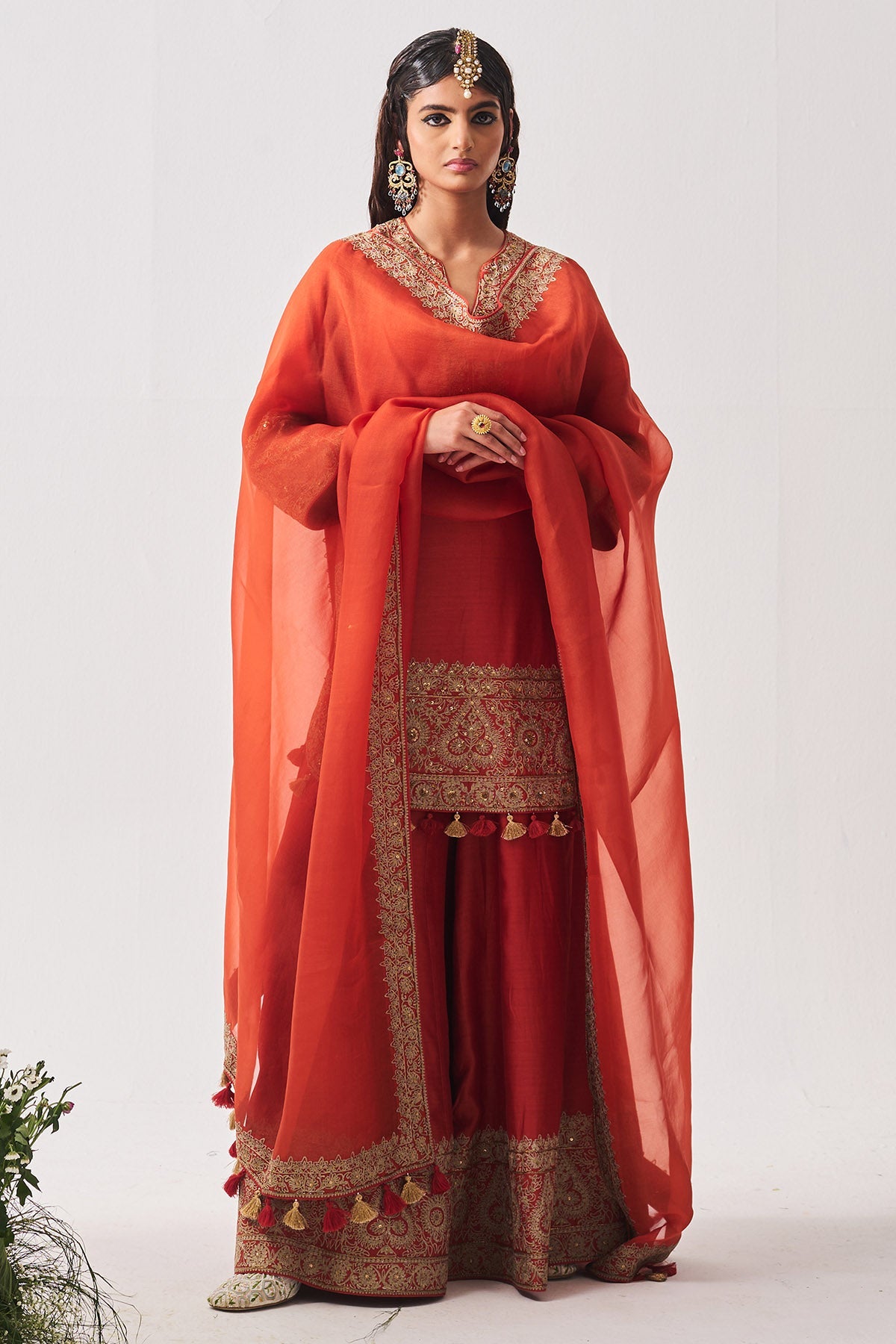 Buy Rust Sequins Kurta And Pants for Women by WABI SABI available online at ScrollnShops